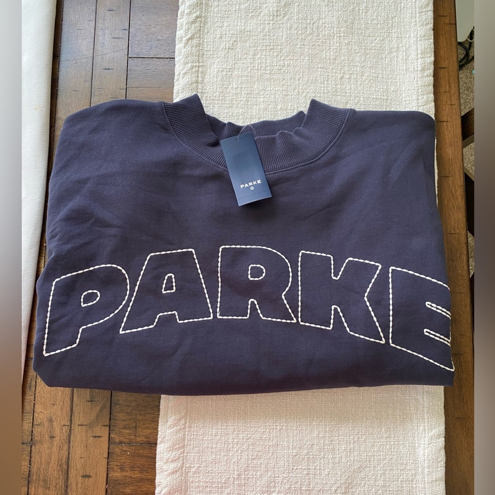 Parke X Target Navy Crewneck Sweatshirt with Cream Stitching